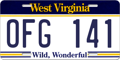 WV license plate OFG141