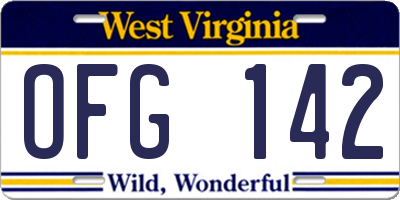 WV license plate OFG142