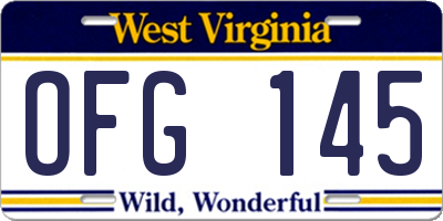 WV license plate OFG145
