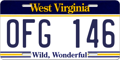 WV license plate OFG146