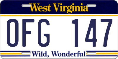WV license plate OFG147