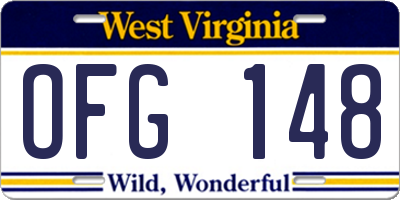 WV license plate OFG148