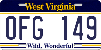 WV license plate OFG149