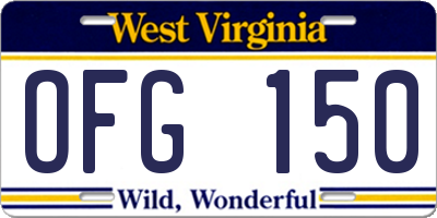 WV license plate OFG150