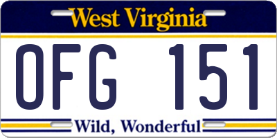 WV license plate OFG151