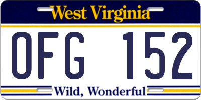 WV license plate OFG152
