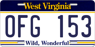 WV license plate OFG153