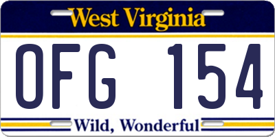 WV license plate OFG154