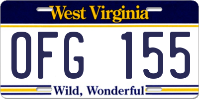 WV license plate OFG155
