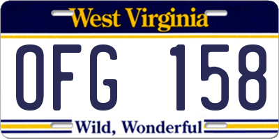 WV license plate OFG158