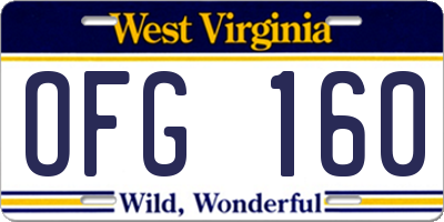WV license plate OFG160
