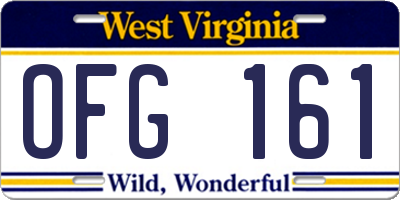WV license plate OFG161