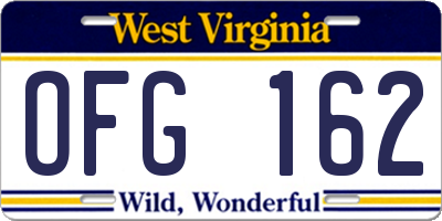 WV license plate OFG162
