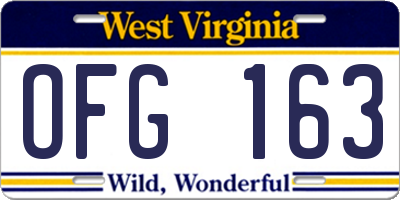 WV license plate OFG163