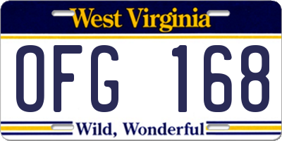 WV license plate OFG168