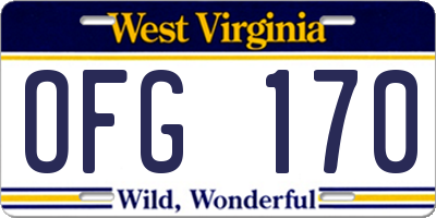 WV license plate OFG170