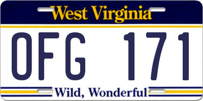 WV license plate OFG171