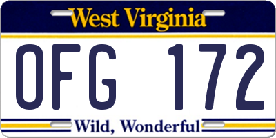 WV license plate OFG172