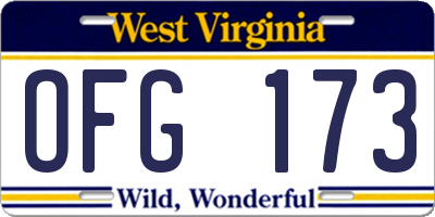 WV license plate OFG173