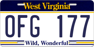 WV license plate OFG177