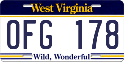 WV license plate OFG178