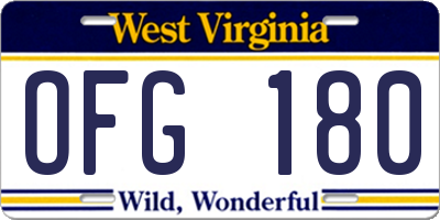 WV license plate OFG180