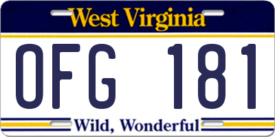 WV license plate OFG181