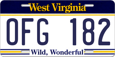 WV license plate OFG182