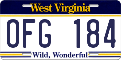 WV license plate OFG184
