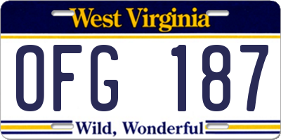 WV license plate OFG187