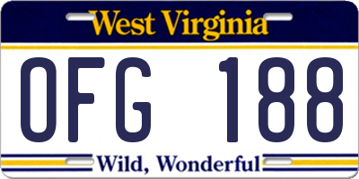 WV license plate OFG188