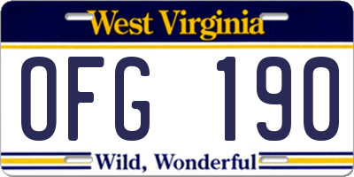 WV license plate OFG190