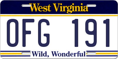 WV license plate OFG191