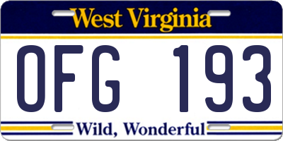 WV license plate OFG193