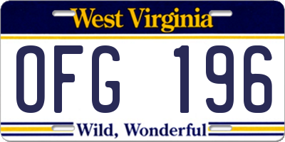 WV license plate OFG196