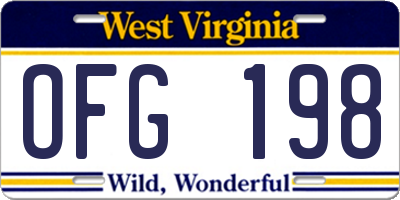 WV license plate OFG198
