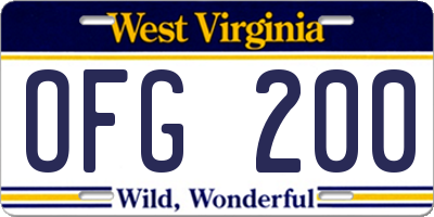 WV license plate OFG200