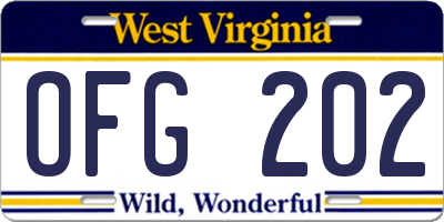 WV license plate OFG202
