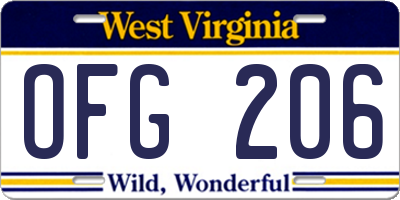 WV license plate OFG206