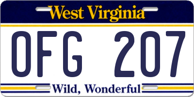 WV license plate OFG207