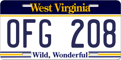 WV license plate OFG208