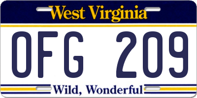 WV license plate OFG209
