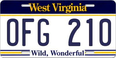 WV license plate OFG210