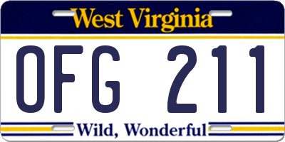 WV license plate OFG211