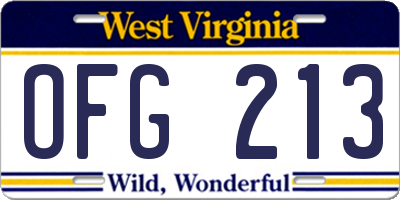 WV license plate OFG213