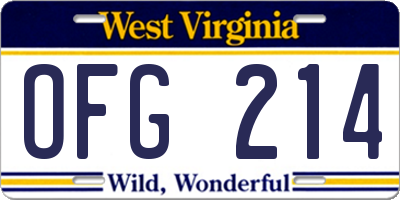 WV license plate OFG214