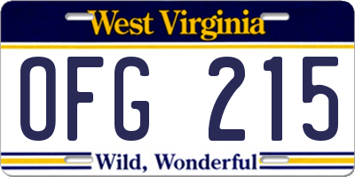 WV license plate OFG215