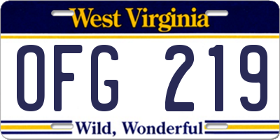 WV license plate OFG219