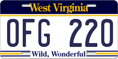 WV license plate OFG220