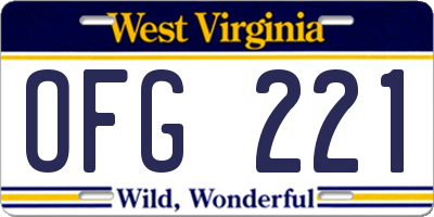 WV license plate OFG221